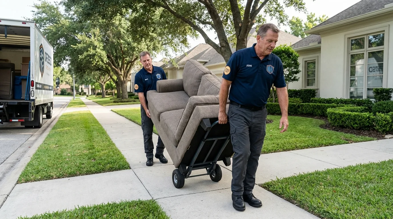 Local residential moving crew loading furniture in Crawfordsville, IN